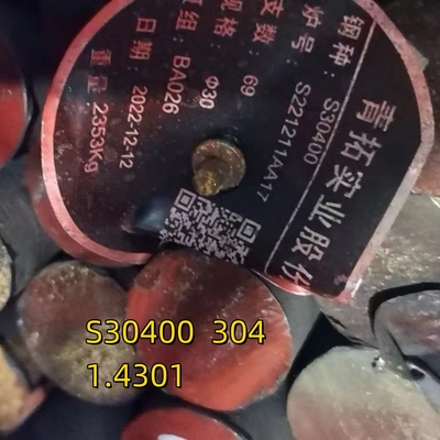 ASTM A276 S30400 S30408 S30409 กระดานกลมเหล็กไร้ขัด 6mm-300mm กว้าง