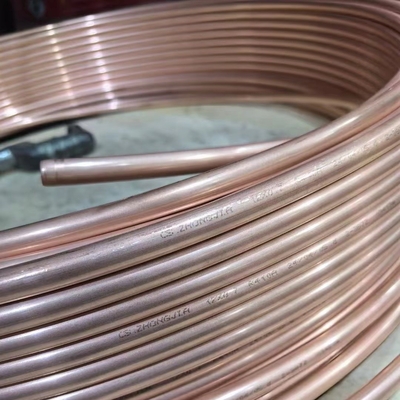 ASTM B280 ทองแดงบริสุทธิ์ 99.95% เครื่องปรับอากาศ ทองแดงยืดหยุ่น ทองแดงท่อปันเค้กท่อโค้ง
