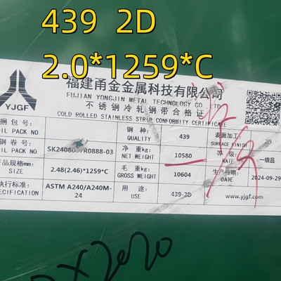 ASTM A240/A240M INOX 439 แผ่นเหล็กดัดเย็นโลหะ SUS439 1.4510 2.5*1219mm