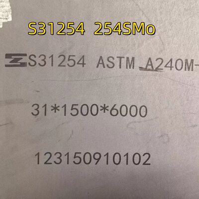 Hot Rolled SMO254 Sheet Plate  S31254 Stainless Steel Plate  1500x3000x10mm