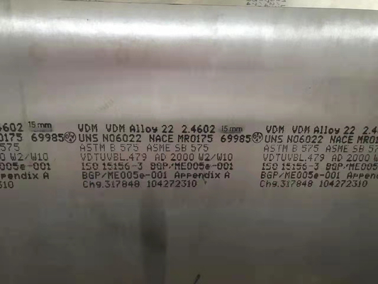 UNS N06022 Hastelloy C22 Plate Machinability Astm Nickel Base Alloy Alloy Grade