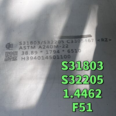 แผ่นสแตนเลสสตีล ASTM A182 F51 ขนาด 38*1220*2440 มม. S31803 1.4462 แผ่นเหล็กดูเพล็กซ์